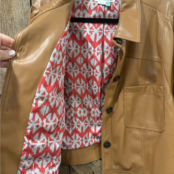 Anthropologie faux leather button up jacket - Picture 2 of 4